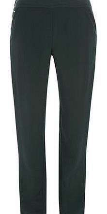 Dorothy Perkins Womens Green Leather Look Trim Trousers- Green