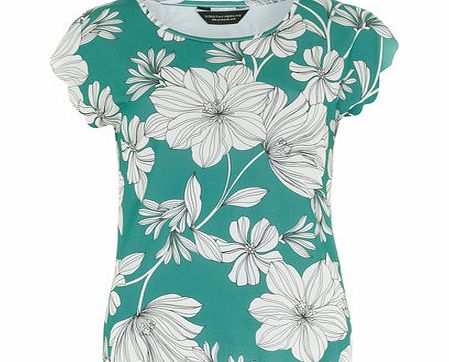 Dorothy Perkins Womens Green Linear Scallop Tee- Multi Colour