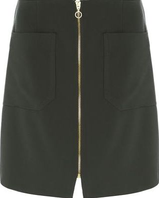 Dorothy Perkins, 1134[^]262015000710612 Womens Green ZIp A-Line SKirt- Green DP66834111