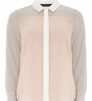 Dorothy Perkins Womens Grey and Blush Colour Block Shirt-
