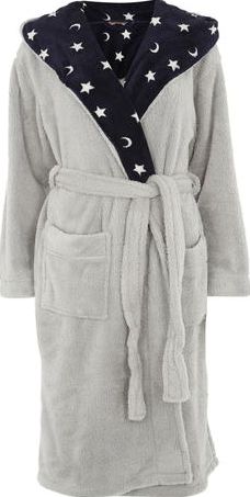 Dorothy Perkins, 1134[^]262015000710925 Womens Grey and Navy Star Robe- Grey DP33102300