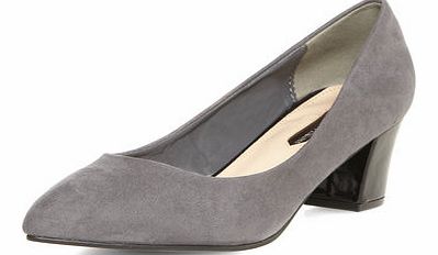 Dorothy Perkins Womens Grey block heel pointed court shoes- Grey