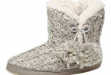Dorothy Perkins Womens Grey Chunky Knit Slipper Boots- Grey