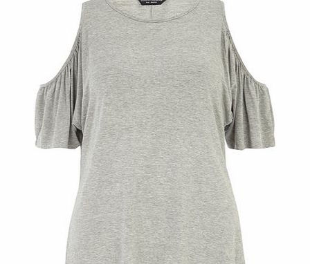 Dorothy Perkins Womens Grey Cold Shoulder Top- Grey DP05502427