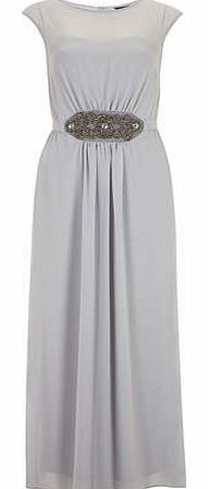 Dorothy Perkins Womens Grey embellished maxi dress- Silver