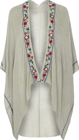 Dorothy Perkins, 1134[^]262015000671744 Womens Grey Embroidered Kimono- Grey DP11157200