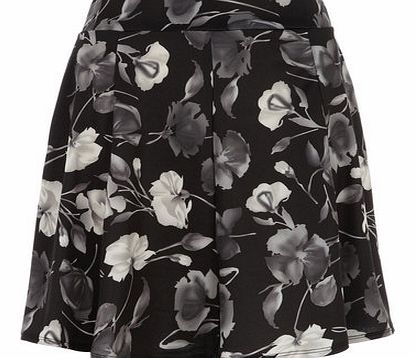 Dorothy Perkins Womens Grey Floral Crepe Flippy Skater Skirt-
