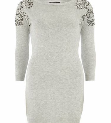 Dorothy Perkins Womens Grey Lace Shoulder Tunic- Grey DP55864559