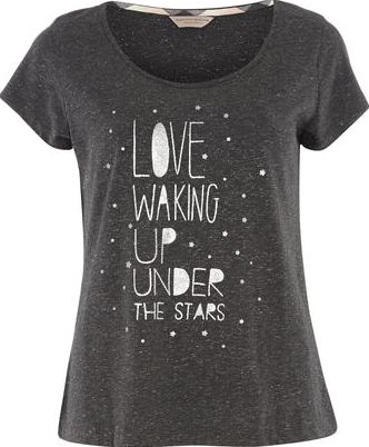 Dorothy Perkins, 1134[^]262015000711940 Womens Grey Love Waking Up Pyjama Top- Grey