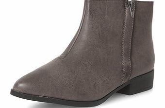 Womens Grey pointed zip ankle boots- Grey