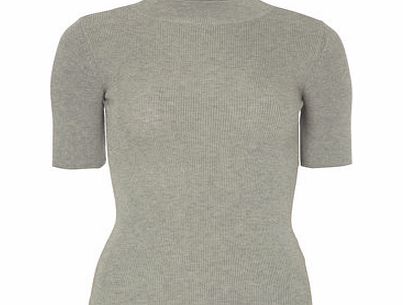 Dorothy Perkins Womens Grey Rib High Neck Jumper- Grey DP55320022