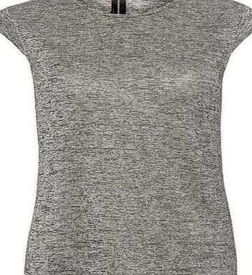 Dorothy Perkins Womens Grey Spacedye Zip Back Tee- Grey DP56438762