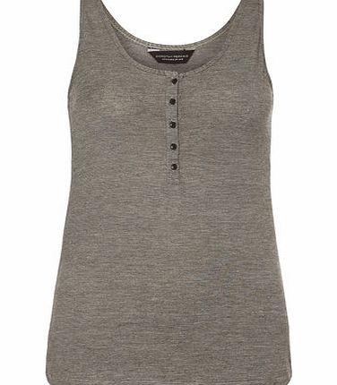 Dorothy Perkins Womens Grey Stripe Placket Vest Top- Grey