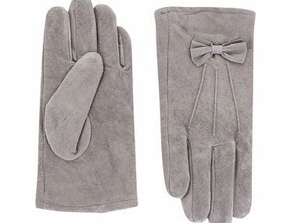 Dorothy Perkins Womens Grey Suede Bow Gloves- Grey DP11124581