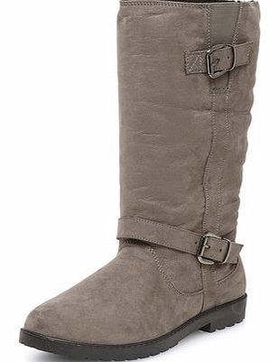 Dorothy Perkins Womens Grey suedette faux fur boots- Grey