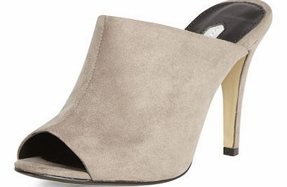 Dorothy Perkins Womens Grey suedette high mule sandals- Grey