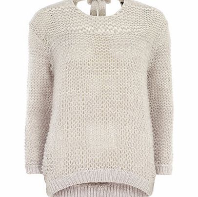 Dorothy Perkins Womens Heather Pink Bow Back Jumper- Purple