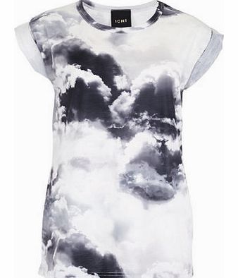 Dorothy Perkins Womens Ichi Abstract Cloud Print Tee- Grey