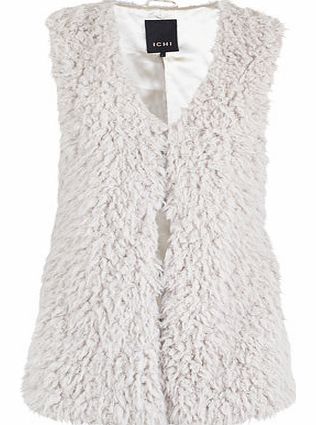Dorothy Perkins Womens Ichi Vintage Faux Fur Waistcoat- White