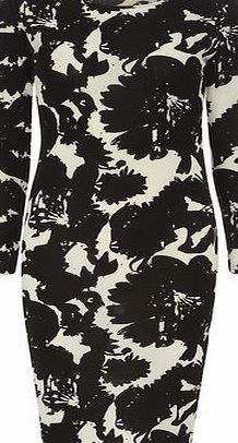 Dorothy Perkins Womens Indulgence Black White Floral Midi Dress-