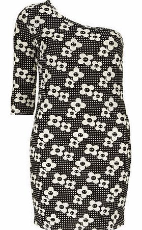 Dorothy Perkins Womens Indulgence Black White One Arm Dress-