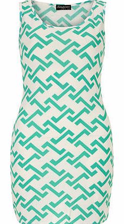 Dorothy Perkins Womens Indulgence Green Zig Zag Print Dress-
