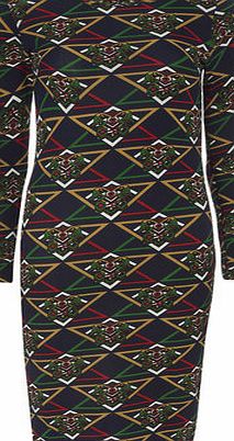 Dorothy Perkins Womens Indulgence Navy Tribal Print Dress- Blue
