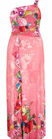 Womens Indulgence Pink One Shoulder Maxi Dress-