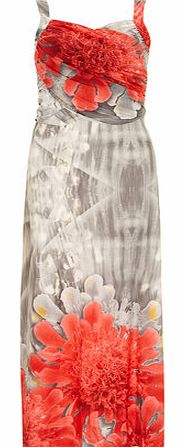 Womens Indulgence Red Grey Maxi Dress- Red