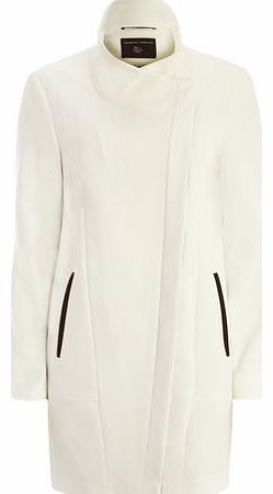 Womens Ivory and Black Duster Coat- Ivory