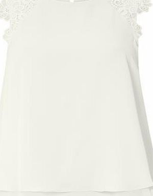 Dorothy Perkins Womens Ivory Babydoll Double Layer Top- White