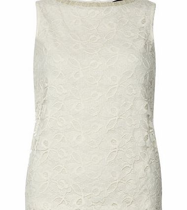 Dorothy Perkins Womens Ivory Bling Lace Shell Top- Ivory