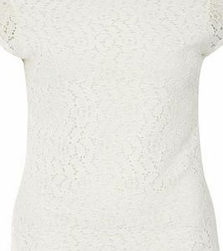 Dorothy Perkins Womens Ivory Bling Lace Tee- Ivory DP56423682