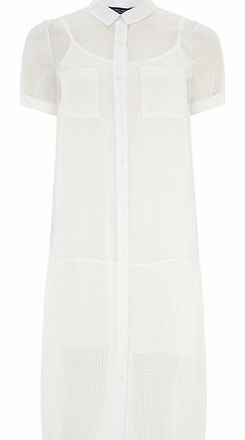 Dorothy Perkins Womens Ivory Button Up Shirt Dress- White