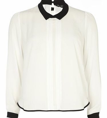 Dorothy Perkins Womens Ivory Collar Longsleeve Top- White