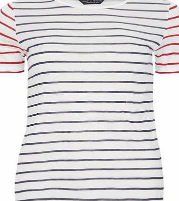 Dorothy Perkins Womens Ivory contrast stripe tee- White DP56431582