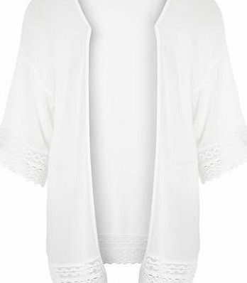 Dorothy Perkins Womens Ivory Crinkle Longline Kimono- White