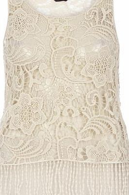 Dorothy Perkins Womens Ivory Crochet Vest Top- White DP55325422