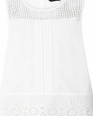 Dorothy Perkins Womens Ivory Crochet Yoke Shell Top- White