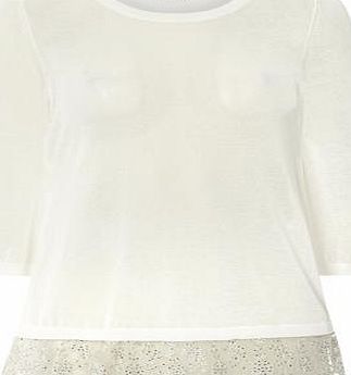 Dorothy Perkins Womens Ivory Embellished Hem Jumper- White