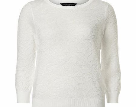 Womens Ivory Floral Burnout Jumper- White