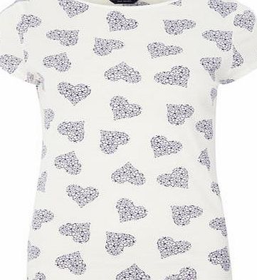 Dorothy Perkins Womens Ivory Floral Heart Tee- Ivory DP56407282