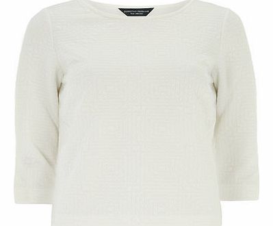 Dorothy Perkins Womens Ivory Geo Textured Tee- White DP05469210