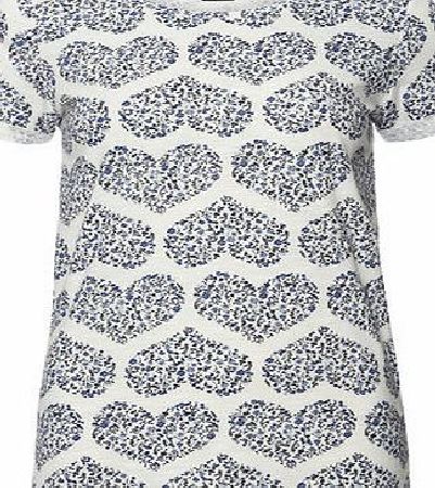 Dorothy Perkins Womens Ivory Heart Bling Tee- Ivory DP56395250
