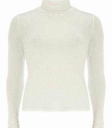 Dorothy Perkins Womens Ivory Jersey High Neck Top- White