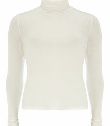 Dorothy Perkins Womens Ivory Jersey High Neck Top- White