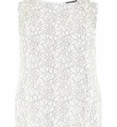 Dorothy Perkins Womens Ivory Lace Built Up Shell Top- White