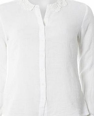 Dorothy Perkins Womens Ivory Lace Collar Shirt- White DP67216482