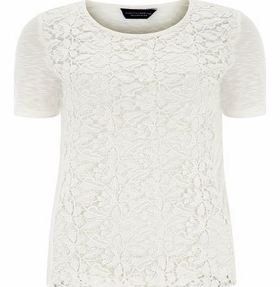 Womens Ivory lace front tee- Ivory DP56373282