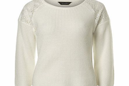 Dorothy Perkins Womens Ivory Lace Insert Jumper- White DP55302522